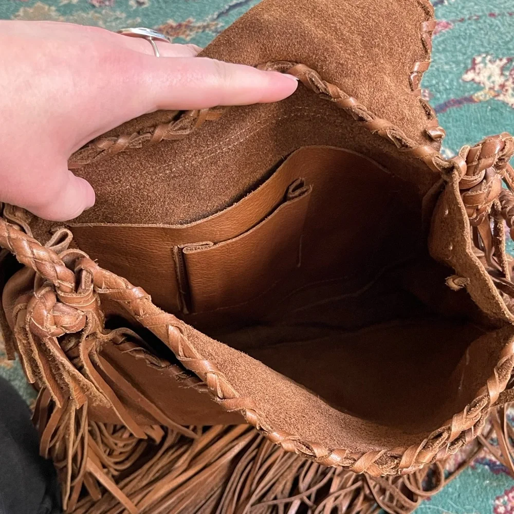 Polo by Ralph Lauren Tan Leather Fringe Shoulder Bag - Picture 8 of 9